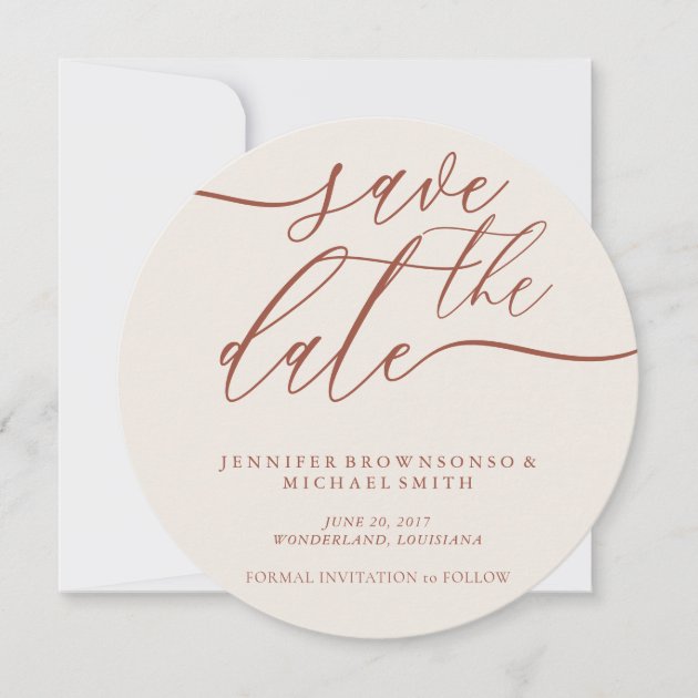Terracotta Wed Save Date Photo Calligraphy Save The Date