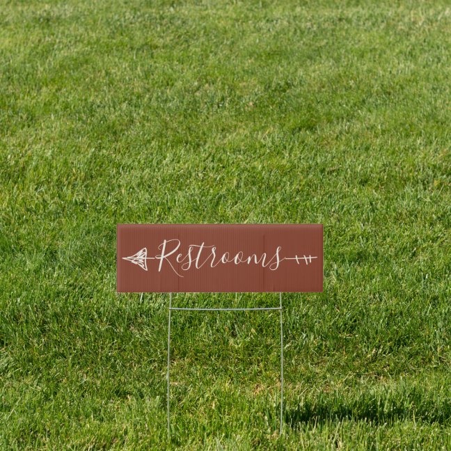 Terracotta Wedding Arrow Direction Small Restrooms Sign