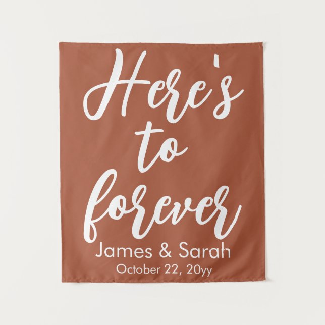 Terracotta Wedding Backdrop Here's to forever Prop (Front)
