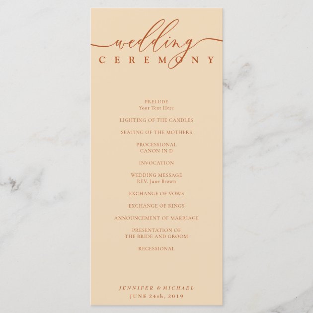 Terracotta Wedding Ceremony Plan Program