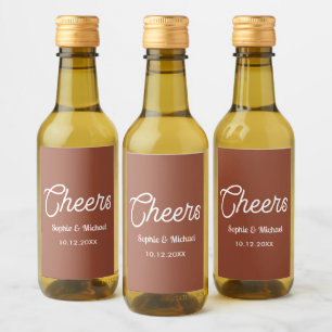 Terracotta Wedding Cheers Brown White Wine Label