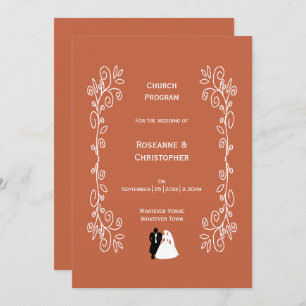 Terracotta Wedding Church Program Bride Groom