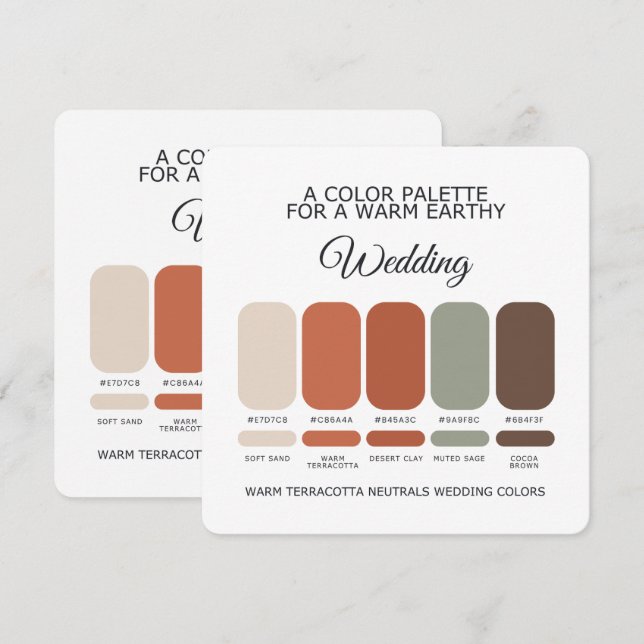 Terracotta Wedding Color Palette Card (Front/Back)