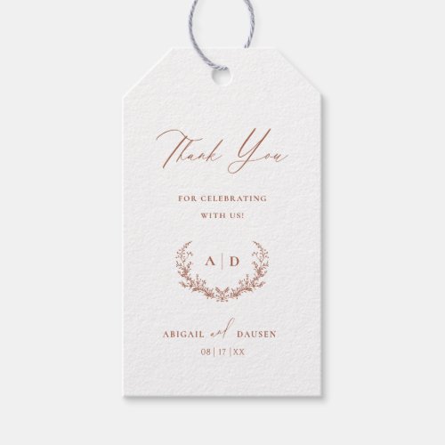 Terracotta Wedding Day Thank you Favor Gift Tag