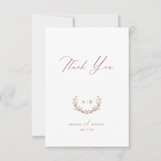 Terracotta Wedding Day Thank you Flat Note Card (Front)