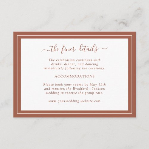 Terracotta Wedding Details Card