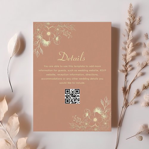 Terracotta Wedding Details QR Code Enclosure Card