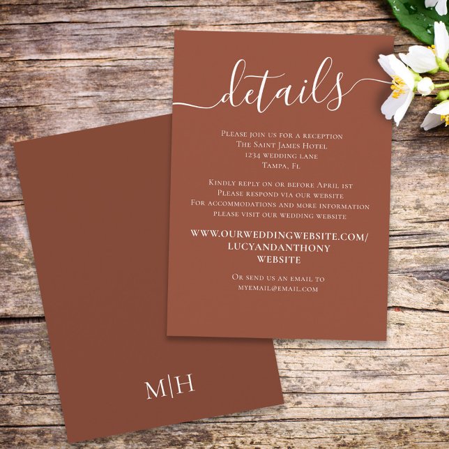 Terracotta Wedding Details Simple Custom Enclosure Card (Creator Uploaded)