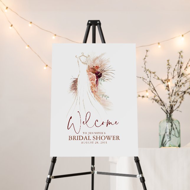 Terracotta Wedding Dress Bridal Shower Welcome Foam Board (In Situ (Stand))