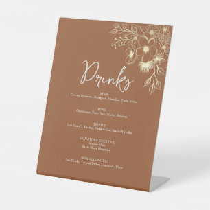 Terracotta Wedding Drink Bar Menu Pedestal Sign