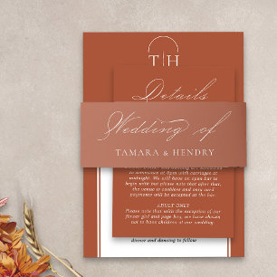 Terracotta Wedding Elegant Calligraphy Invitation Belly Band