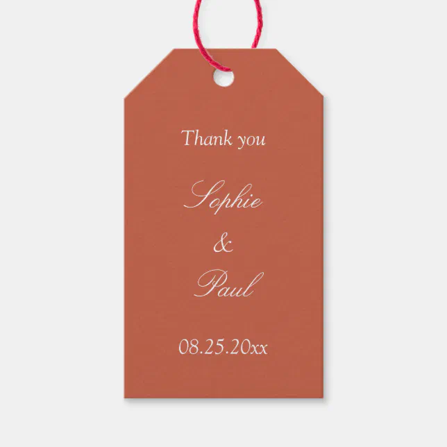 Terracotta Wedding Favor Thank You Gift Tags | Zazzle