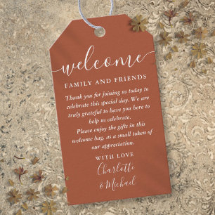 Terracotta Wedding Favor Welcome Basket Bag Gift Tags