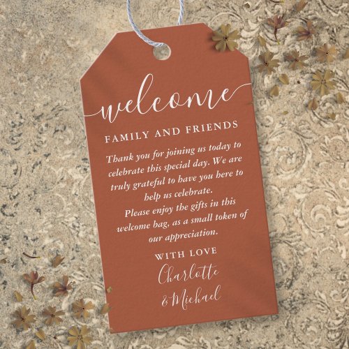Terracotta Wedding Favor Welcome Basket Bag Gift Tags