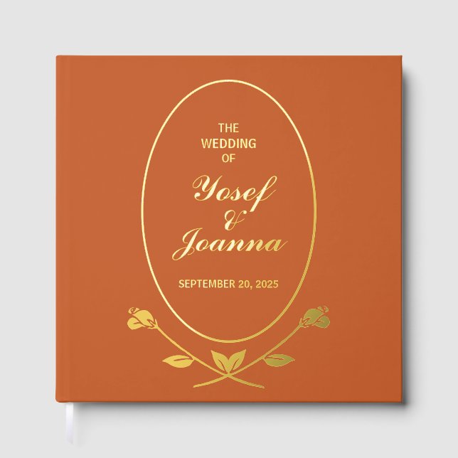 Terracotta Wedding Foil Guest Book (Front)