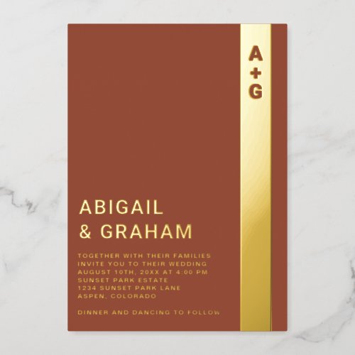 Terracotta Wedding Foil Invitation