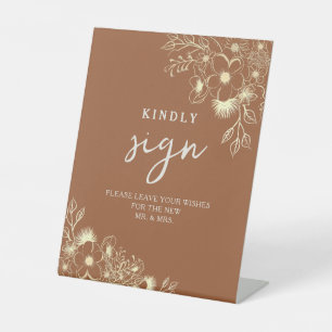 Terracotta Wedding Guest Book Pedestal Sign