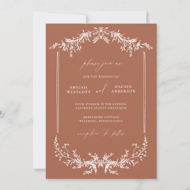 Terracotta Wedding Invitation Announcement Card (Front)