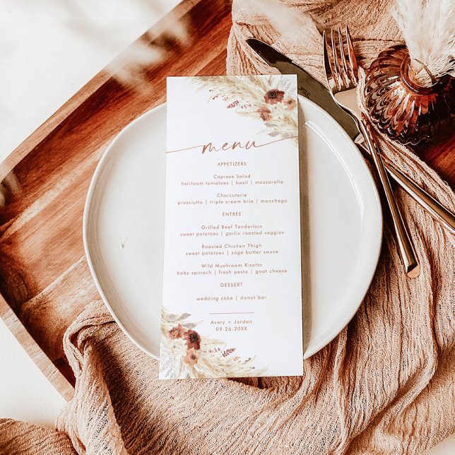 Terracotta Wedding Menu | Boho Pampas Grass (Creator Uploaded)