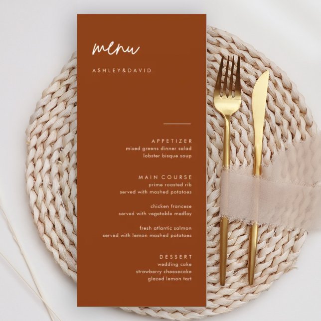 Terracotta Wedding Menu Cards (Creator Uploaded)