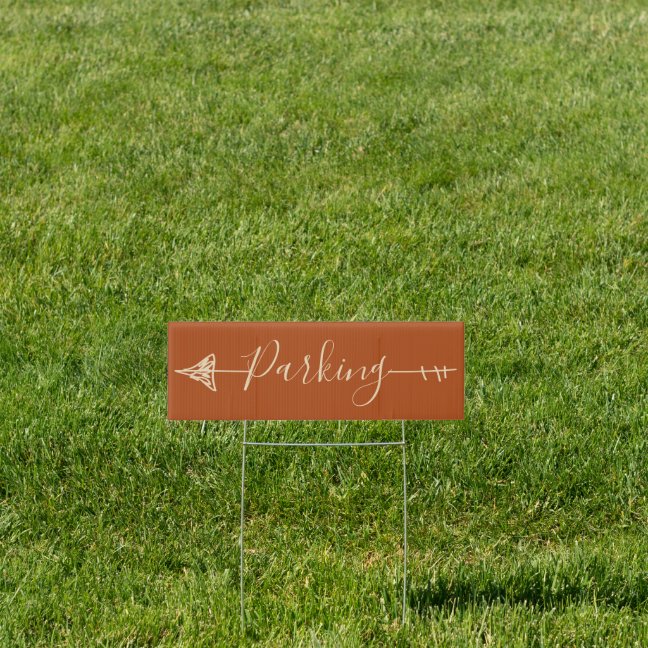 Terracotta Wedding Parking Direction Arrow Sign