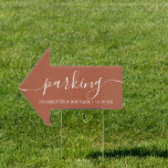 Terracotta Wedding Parking This Way Arrow Sign