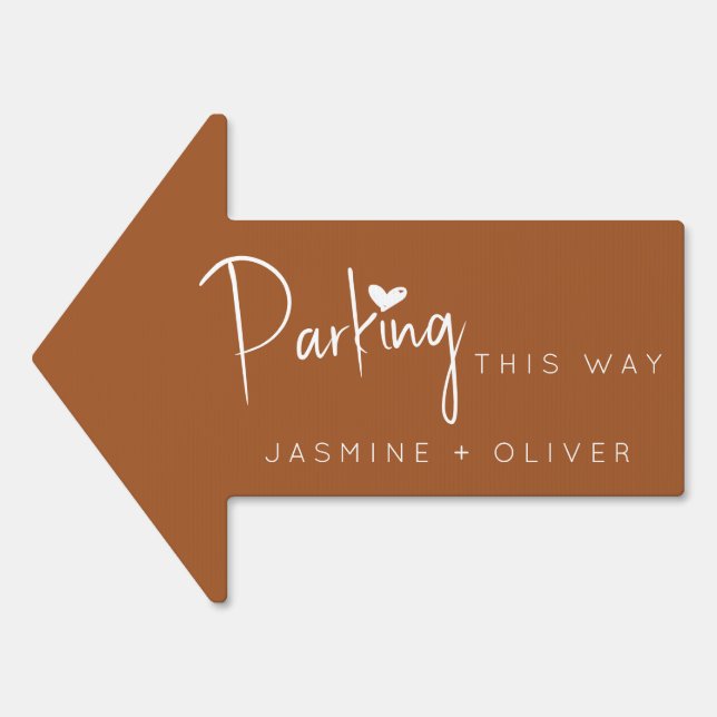 Terracotta wedding parking this way arrow sign (Front)