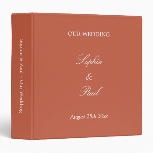 Terracotta Wedding Personalized 3 Ring Binder