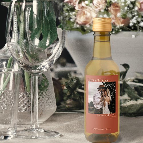 Terracotta Wedding Photo Love  Thanks Mini Wine Label
