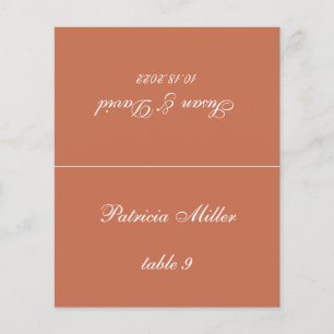 Terracotta Wedding Place Card - Printed Guest Name
