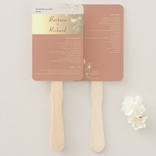 Terracotta Wedding Program Hand Fan