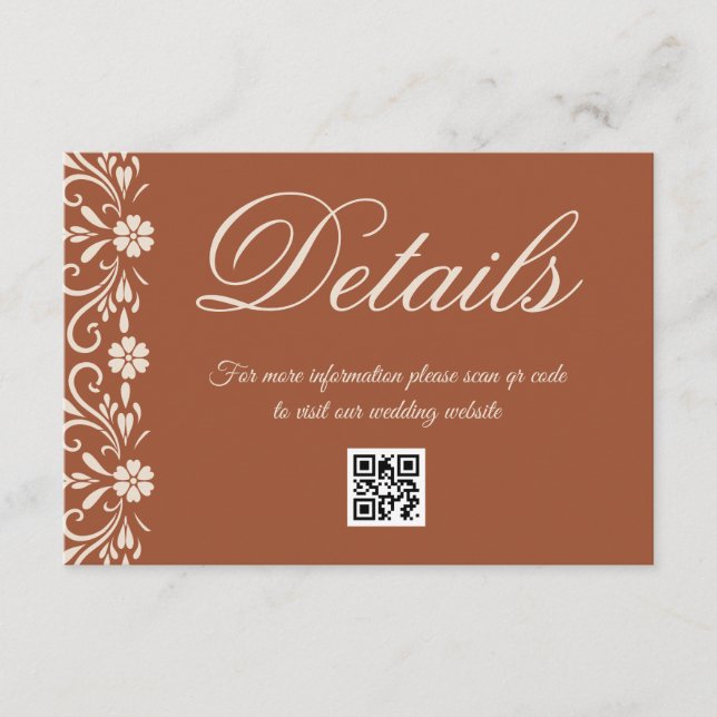 Terracotta Wedding Qr code Details Enclosure Card (Front)