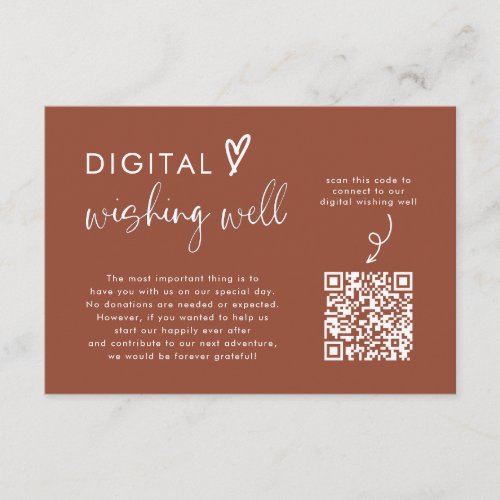 Terracotta Wedding QR Code Digital Wishing Well Enclosure Card