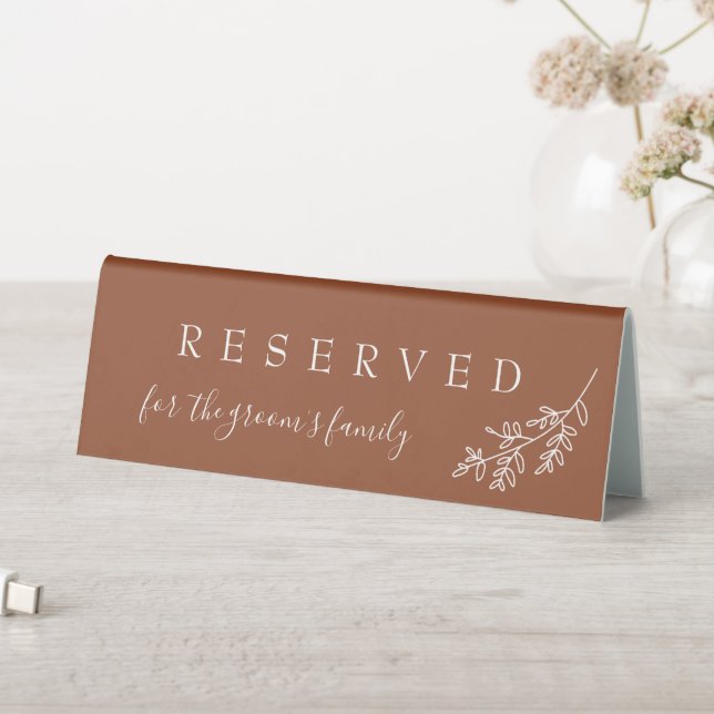 Terracotta Wedding Reserved Tent Sign (In SItu (Table))