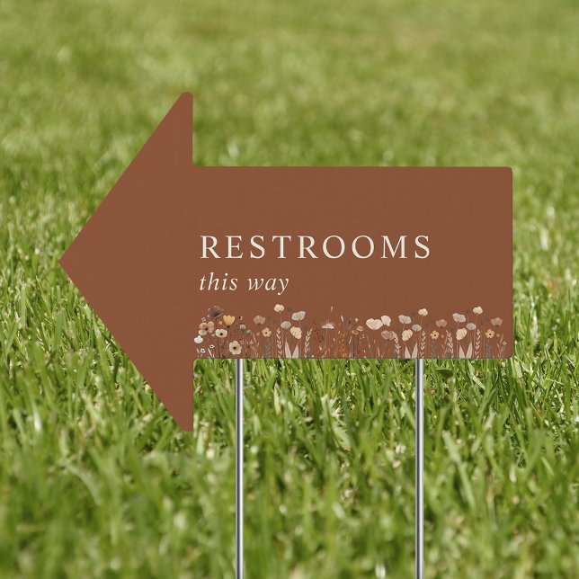 Terracotta Wedding Restrooms This Way Arrow Sign (Creator Uploaded)