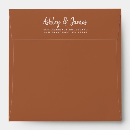 TerraCotta Wedding Return Address Square Envelope