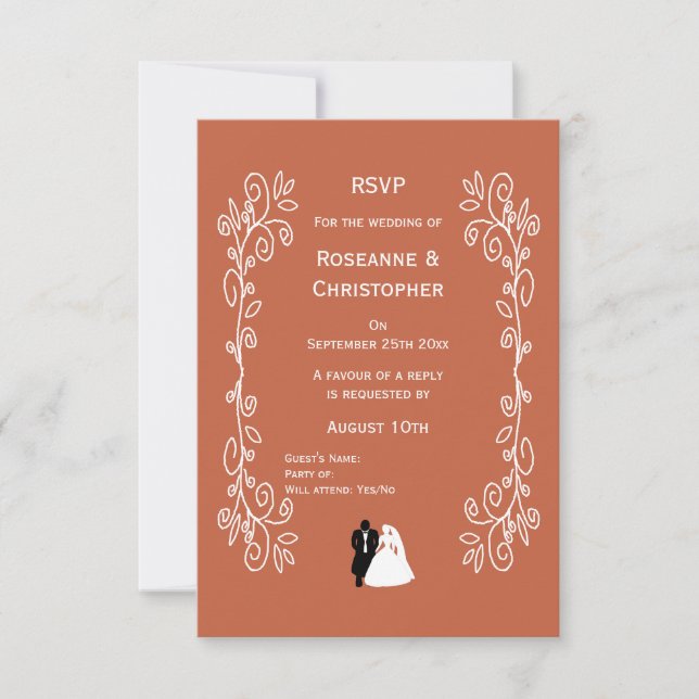 Terracotta Wedding RSVP Card Bride Groom Design (Front)