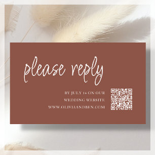 Terracotta   Wedding RSVP QR Code Enclosure Card