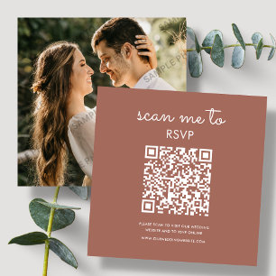Terracotta   Wedding RSVP QR Code Enclosure Card