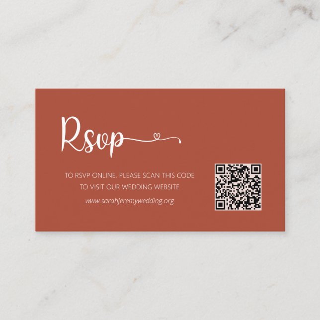 Terracotta Wedding RSVP Website Enclosure Card (Front)