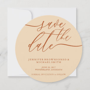 Terracotta Wedding Save Date Photo Calligraphy Save The Date