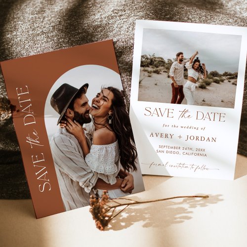 Terracotta Wedding Save the Date Boho Save Dates Invitation