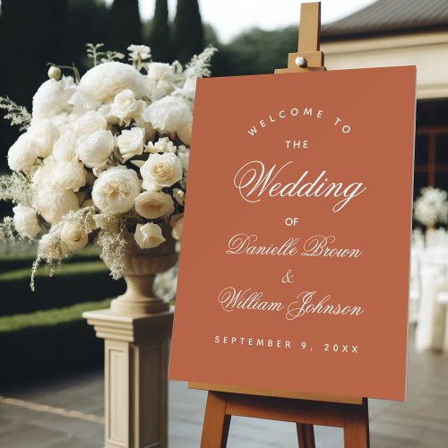 Terracotta Wedding Simple Elegant Script Welcome Foam Board