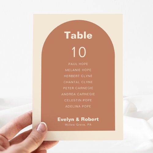 Terracotta Wedding Table 10 Seating Chart Card