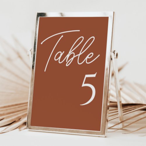 Terracotta Wedding Table Number