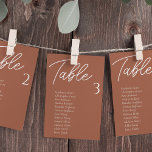 Terracotta Wedding Table Seating Chart Cards at Zazzle