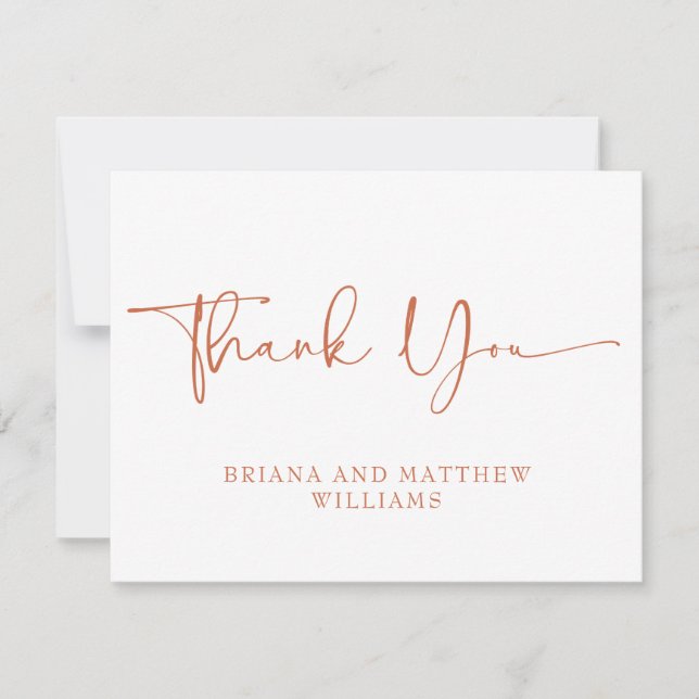 Terracotta Wedding Thank You Card  (Front)