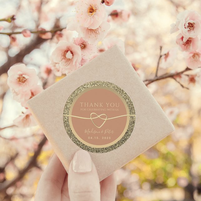 Terracotta Wedding Thank You Favor Classic Round Sticker (Creator Uploaded)
