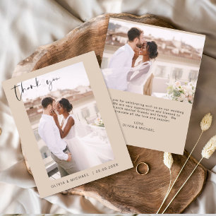 Terracotta Wedding Thank You Photo Minimalist Card