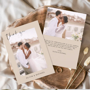 Terracotta Wedding Thank You Photo Minimalist Card